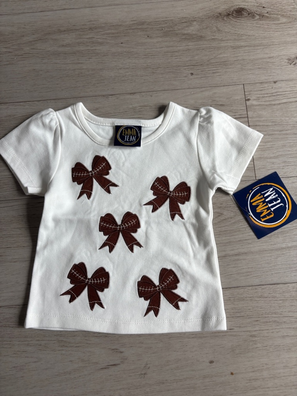 Emma Jean Girls Football Bow Shirt- Size 5 NWT